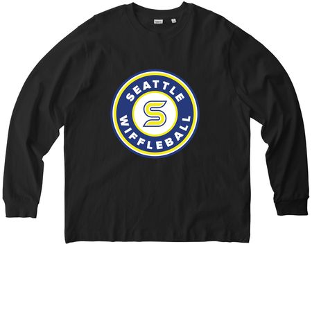OG Seattle Wiffleball Logo, a Black Stanley/Stella Unisex Freestyler Heavyweight Long Sleeve Tee