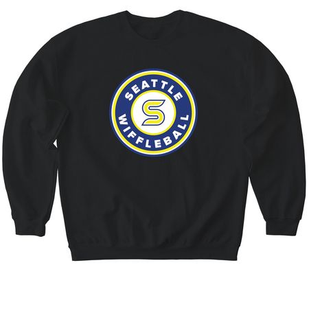 OG Seattle Wiffleball Logo, a Black Softstyle Crewneck Sweatshirt
