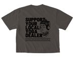 Support Your Local Yoga Dealer, a Pepper Comfort Colors Boxy Tee (back-view)