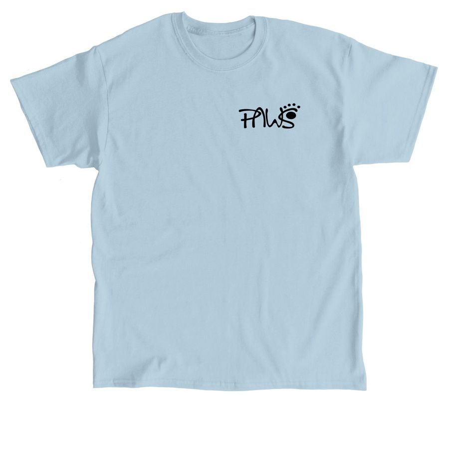 PAWS, a Light Blue Classic Unisex Tee
