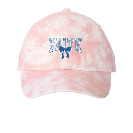 Tie dye pink faith hat, a Light Pink Printed Tie Dye Baseball Hat