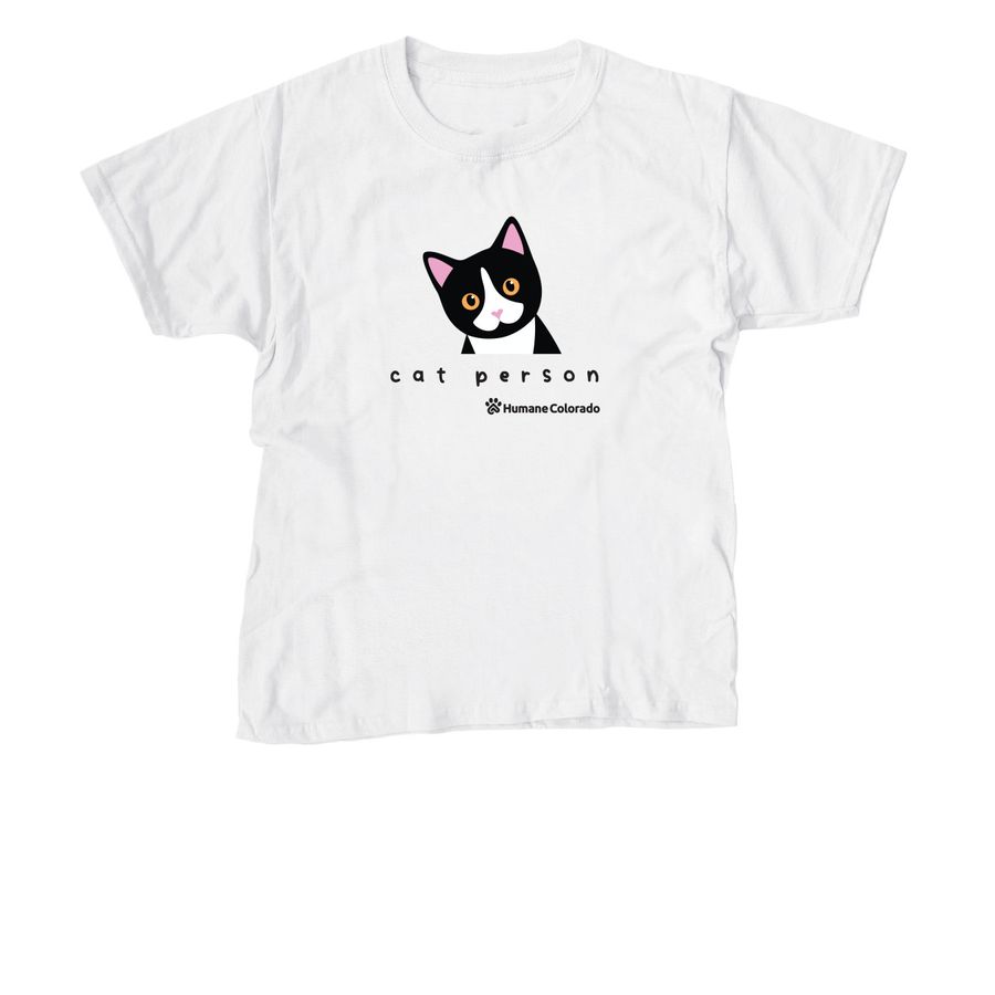 cat person, a White Youth Unisex Tee
