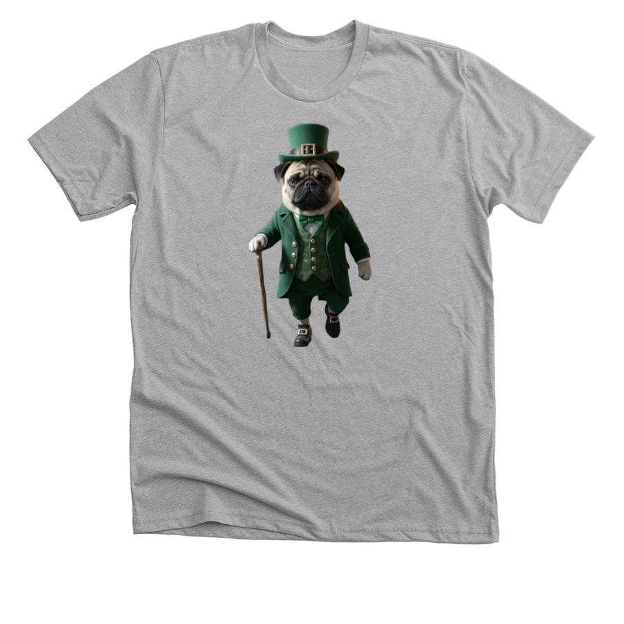 Leprechaun pug, a Athletic Heather Premium Unisex Tee