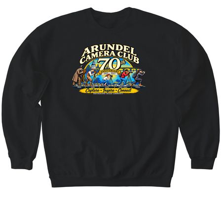 Arundel Camera Club Anniversary Evolution, a Black Softstyle Crewneck Sweatshirt