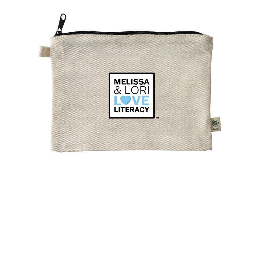 Love Literacy Pouch, a Natural 9"x7" Hemp Blend Pouch