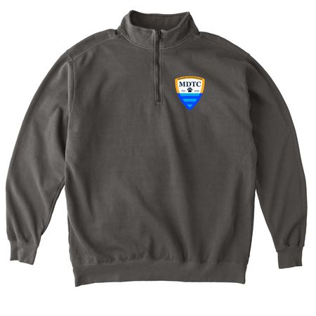 MDTC SMALL LOGO ZIP UP, a Pepper Comfort Colors Quarter Zip Pullover