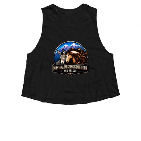 Montana Mustang Connection Apparel, a Solid Black Blend Women?s Cropped Racerback Tank