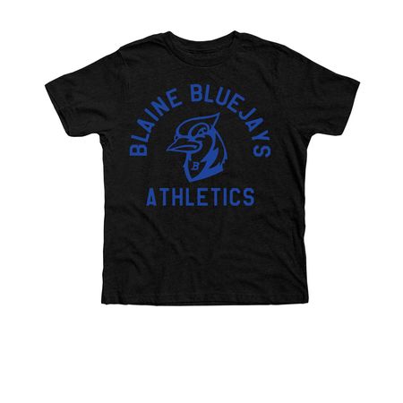 Blaine Bluejays Athletics Royal, a Black Heather Premium Youth Tee