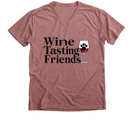 Wine Tasting Friends, a Heather Mauve Premium V-Neck Tee