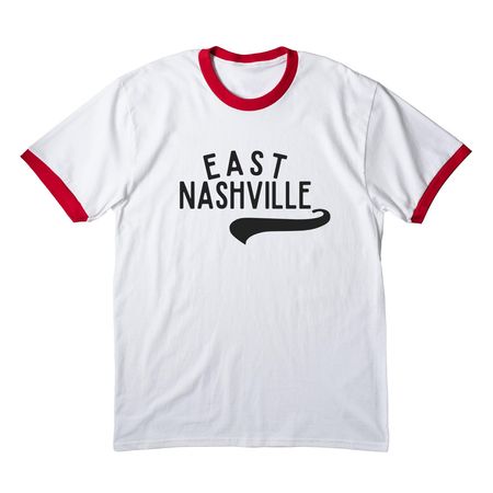 East Nashville&nbsp;, a White/ Red Cotton Ringer Tee