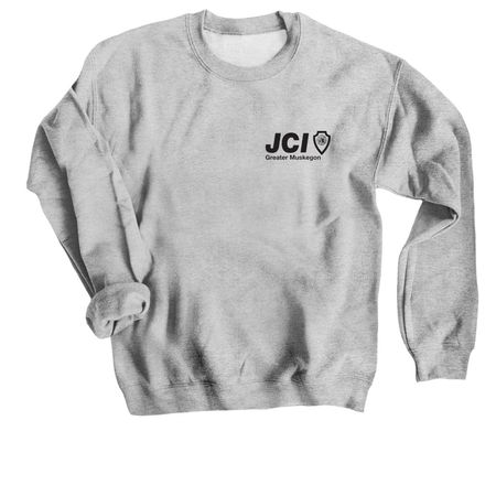 JCI Greater Muskegon - Black Logo, a Sport Grey Crewneck Sweatshirt