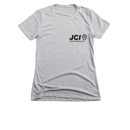 JCI Greater Muskegon - Black Logo, a Dark Heather Grey Women's Slim Fit Tee