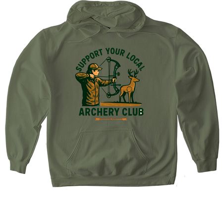 Support Your Local Archery Club, a Military Green Gildan Softstyle Pullover Hoodie
