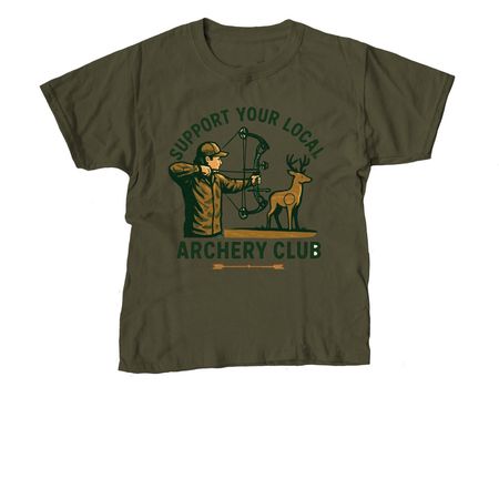 Support Your Local Archery Club, a Military Green Youth Unisex Tee