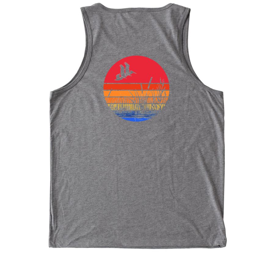 Growing Together, Restoring Forever, a Aluminum Grey Allmade Eco Triblend Tank (back-view)