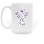 Seva With Love 15 oz. Mug, a White Large Coffee Mug (back-view)