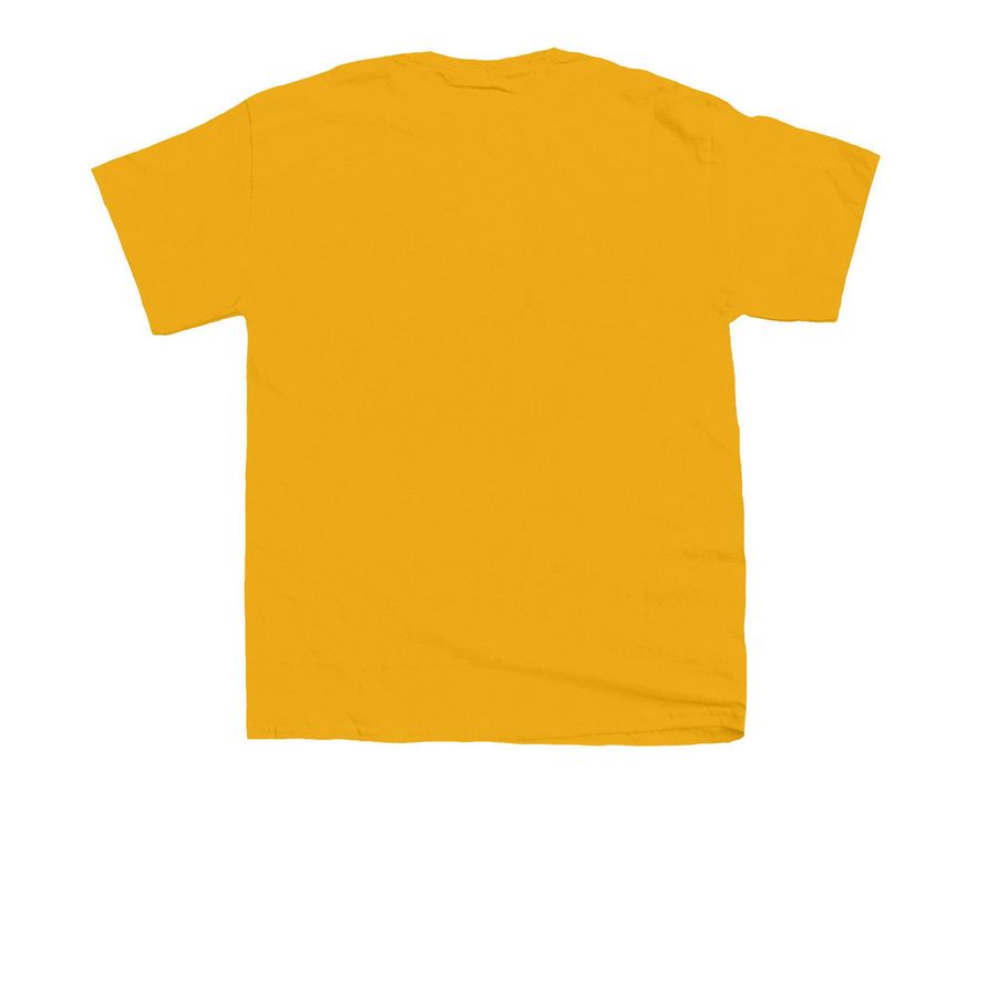 Saving Senior Dogs Since 2004, a Gold Youth Unisex Tee (back-view)