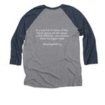 Guppy, a Vintage Navy and Premium Heather 3/4 Sleeve Baseball Tee (back-view)