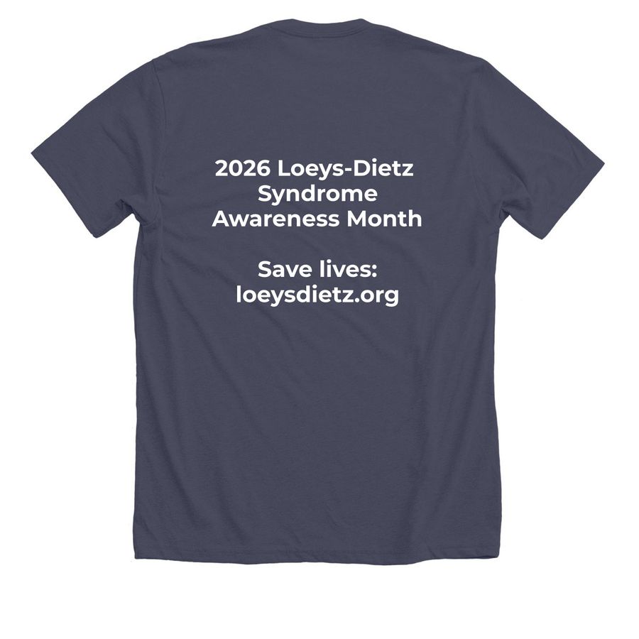 LDS Awareness Month 2026 Community Tee, a Heather Midnight Navy Premium Unisex Tee (back-view)