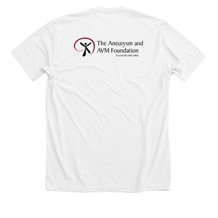 The 2026 AVM Awareness Tee, a Solid White Blend Premium Unisex Tee (back-view)