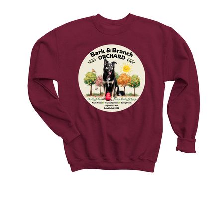 Bark & Branch Orchard, a Maroon Youth Crewneck Sweatshirt