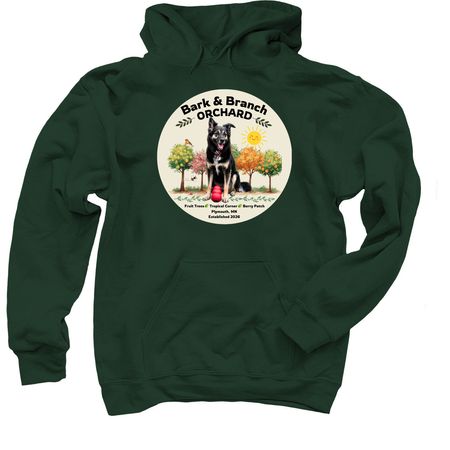 Bark & Branch Orchard, a Forest Green Pullover Hoodie