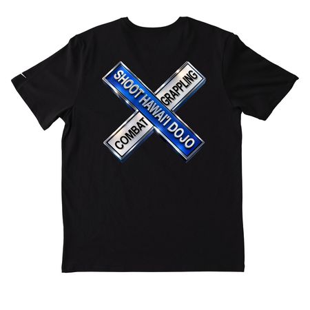 Shoot Hawaii Dojo - World of Grappling&nbsp;, a Black Nike Dri-FIT Jersey Blend Performance Tee (back-view)