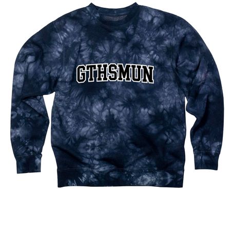 GTHS MUN&nbsp;Design #3- Colors Edition!!, a Navy Tie Dye Crewneck Sweatshirt