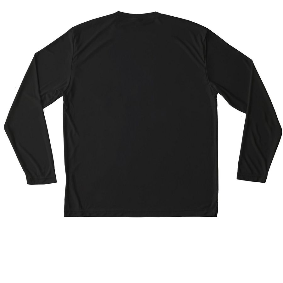 BCRC LS Active, a Black Unisex Performance Long Sleeve Tee (back-view)