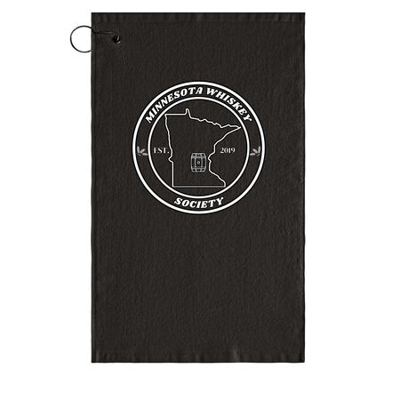 Minnesota Whiskey Society Golf Towel, a Black Golf Towel