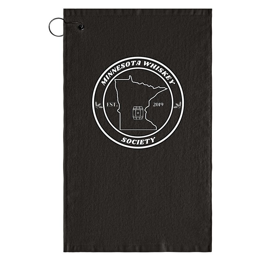 Minnesota Whiskey Society Golf Towel, a Black Golf Towel