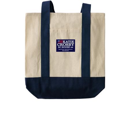 Team Katie Bags, a Natural/Navy Two-Tone Grocery Tote Bag