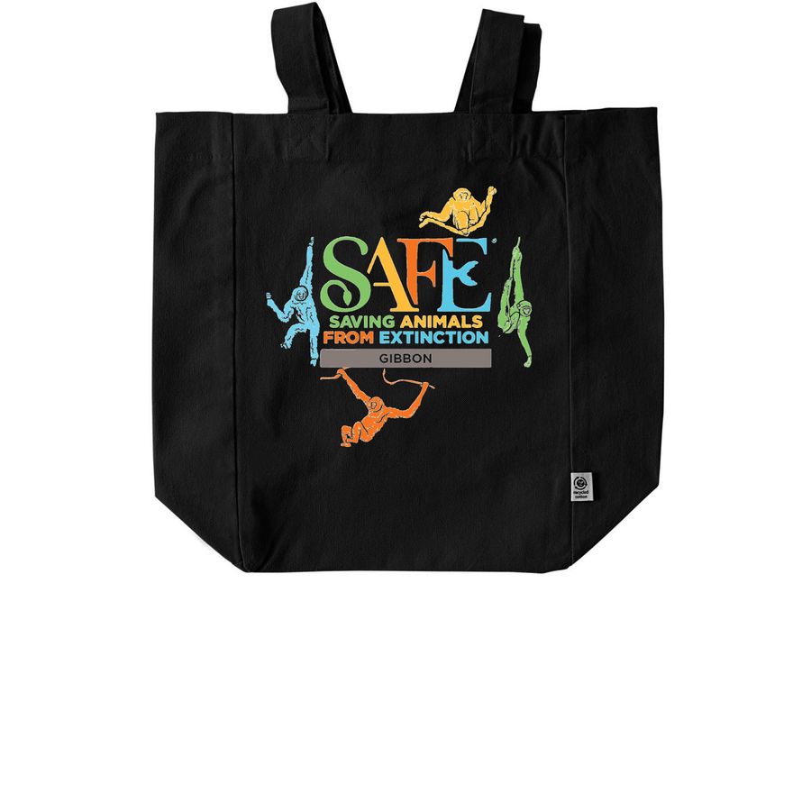 SAFE Gibbon - Tote Bag, a Black Recycled Cotton Tote Bag
