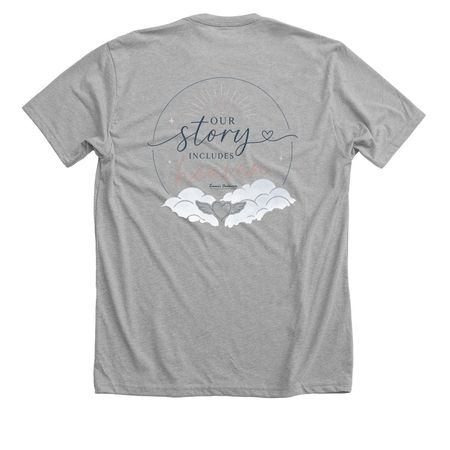 Our Story Includes Heaven, a Athletic Heather Premium Unisex Tee (back-view)