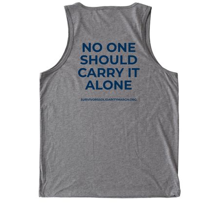 I Stand With Survivors, a Aluminum Grey Allmade Eco Triblend Tank (back-view)