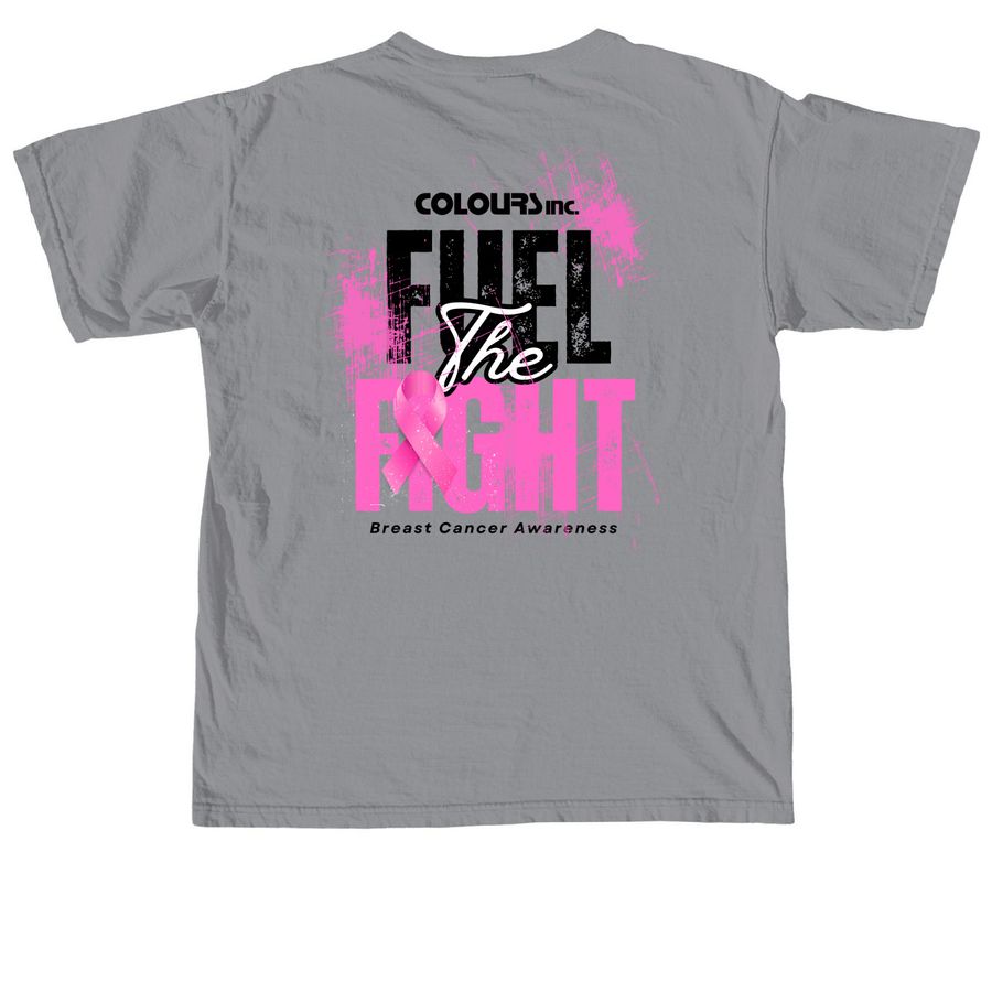 Breast Cancer Awareness, a Granite Comfort Colors Unisex Tee (back-view)