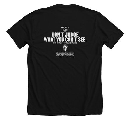 Behind the Strength, a Solid Black Blend Premium Unisex Tee (back-view)