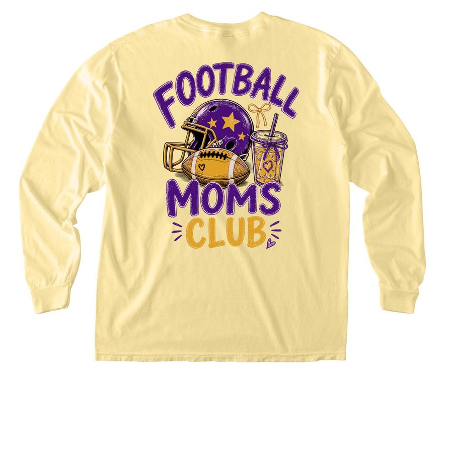 Football Moms Club Coffee, a Butter Comfort Colors Long Sleeve Pocket Tee (back-view)