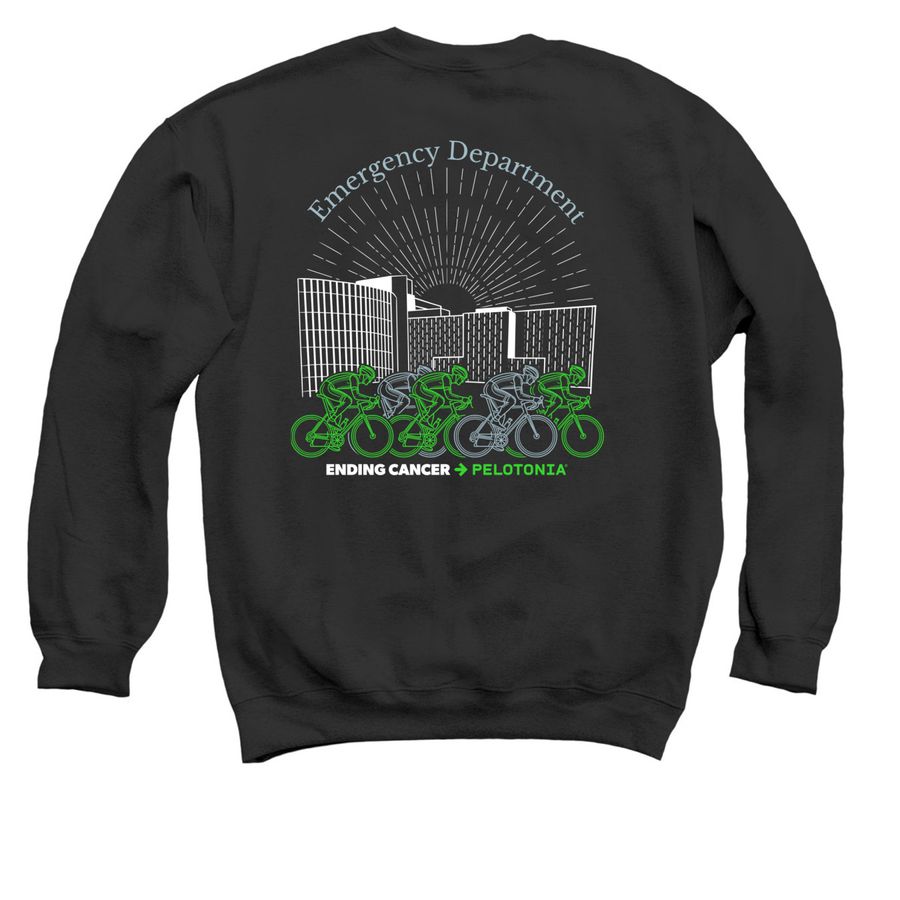 OSU Emergency Department Pelotonia, a Black Crewneck Sweatshirt (back-view)
