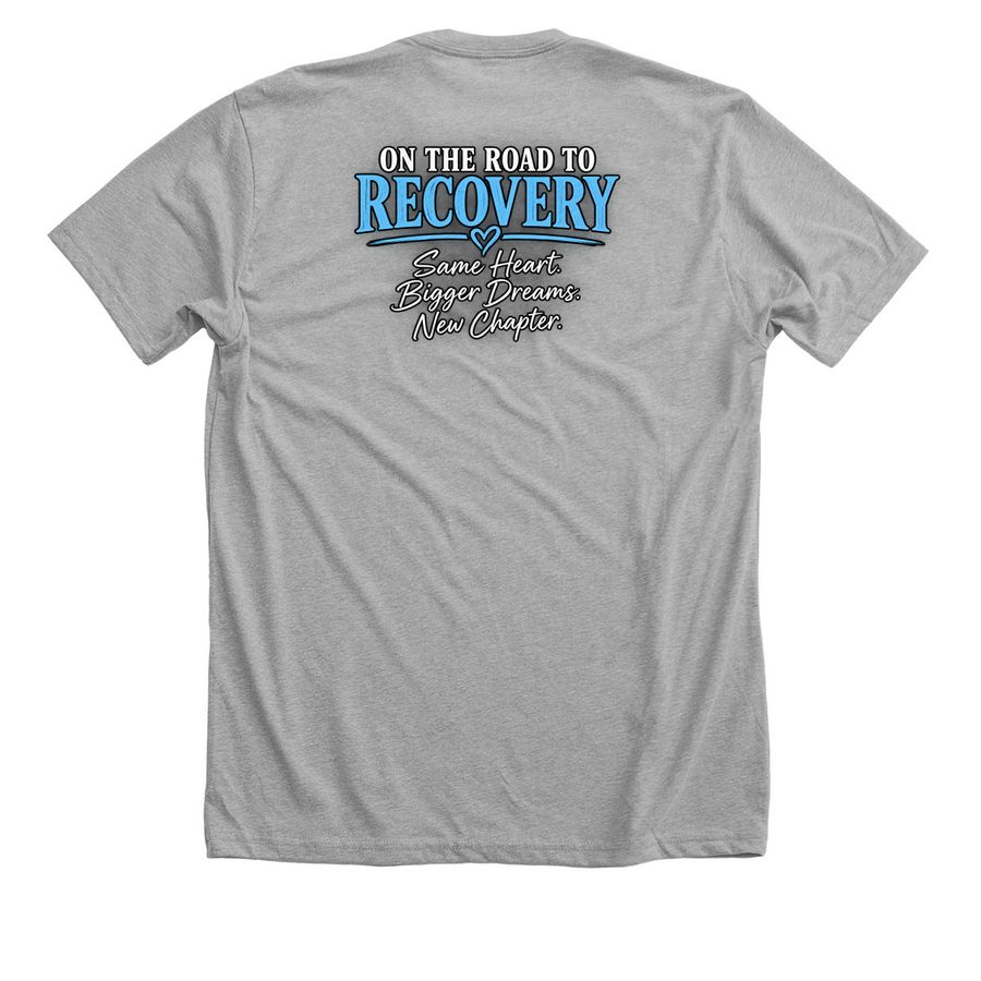 Still Here: Stronger Than Yesterday, a Athletic Heather Premium Unisex Tee (back-view)