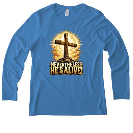 JESUS LIVES!, a Azure Blue Allmade Eco Triblend Women?s Long Sleeve Tee