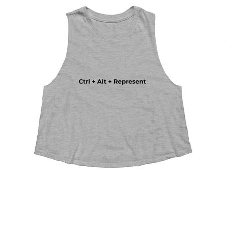 Ctrl + Alt + Represent, a Athletic Heather Women's Cropped Racerback Tank