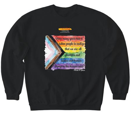 Powerstories Pride Tee, a Black Softstyle Crewneck Sweatshirt