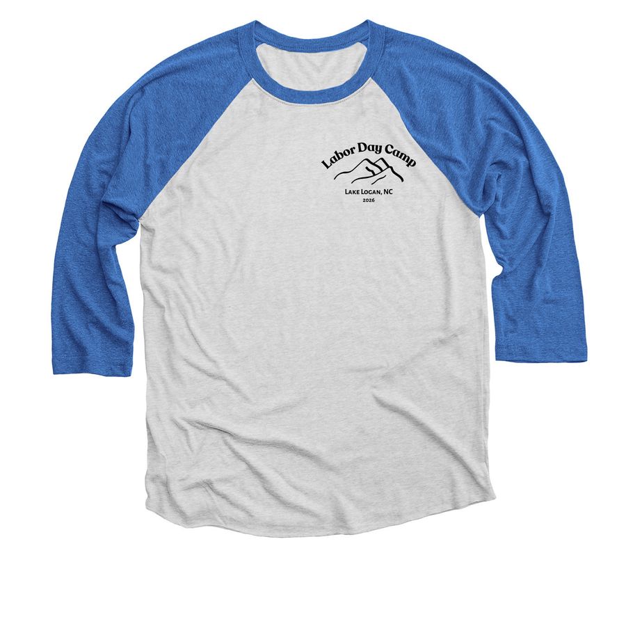 Adult tees (light colors), a Vintage Royal and Heather White 3/4 Sleeve Baseball Tee