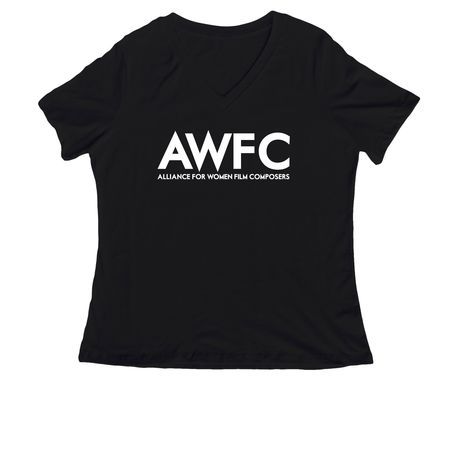 AWFC Women's Shirts in Classic Logo Simple, a Black Women's Relaxed V-Neck Tee