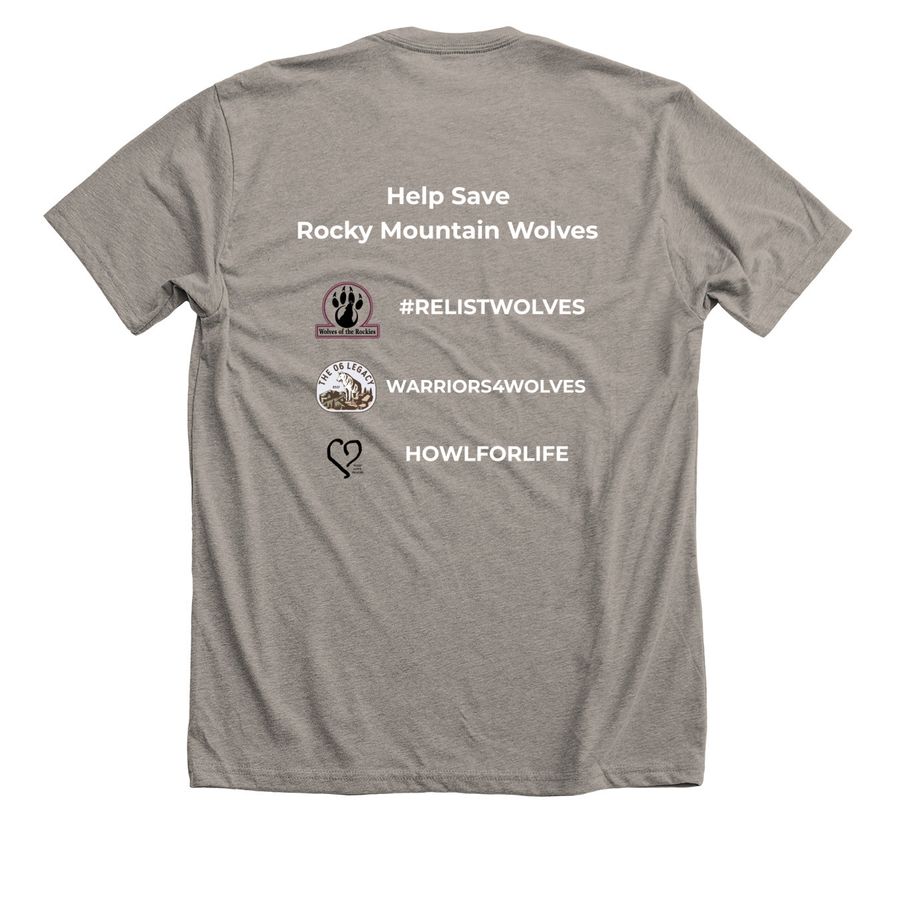 HOWL FOR LIFE, a Heather Stone Premium Unisex Tee (back-view)
