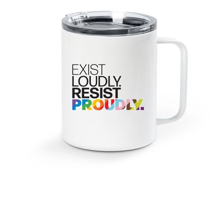 Exist Loudly ? Travel Mug, a White Stainless Steel Travel Mug