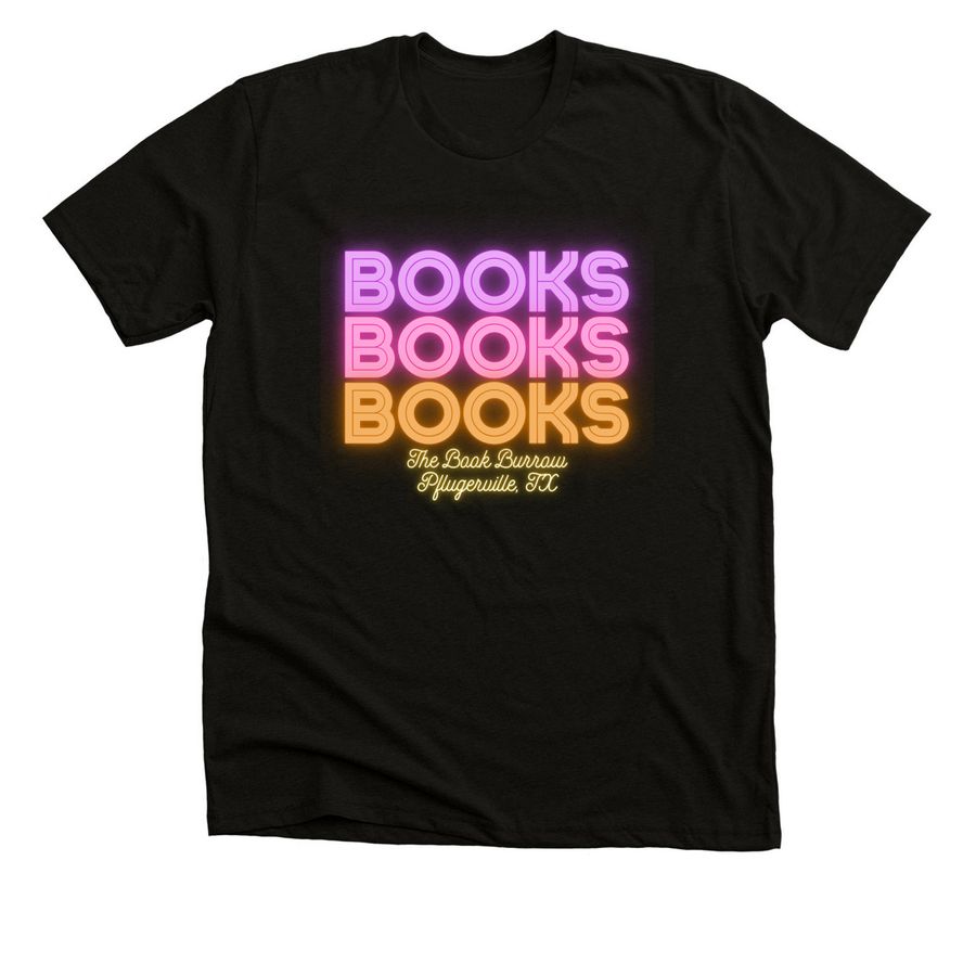 Book Burrow After Dark, a Black Heather Premium Unisex Tee
