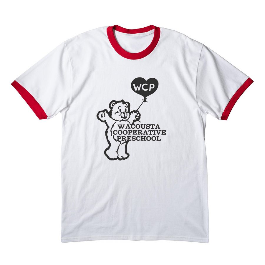 Adult Throwback Wacousta Co-op Tee, a White/ Red Cotton Ringer Tee