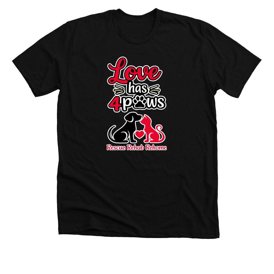 Love has 4 Paws, a Solid Black Blend Premium Unisex Tee
